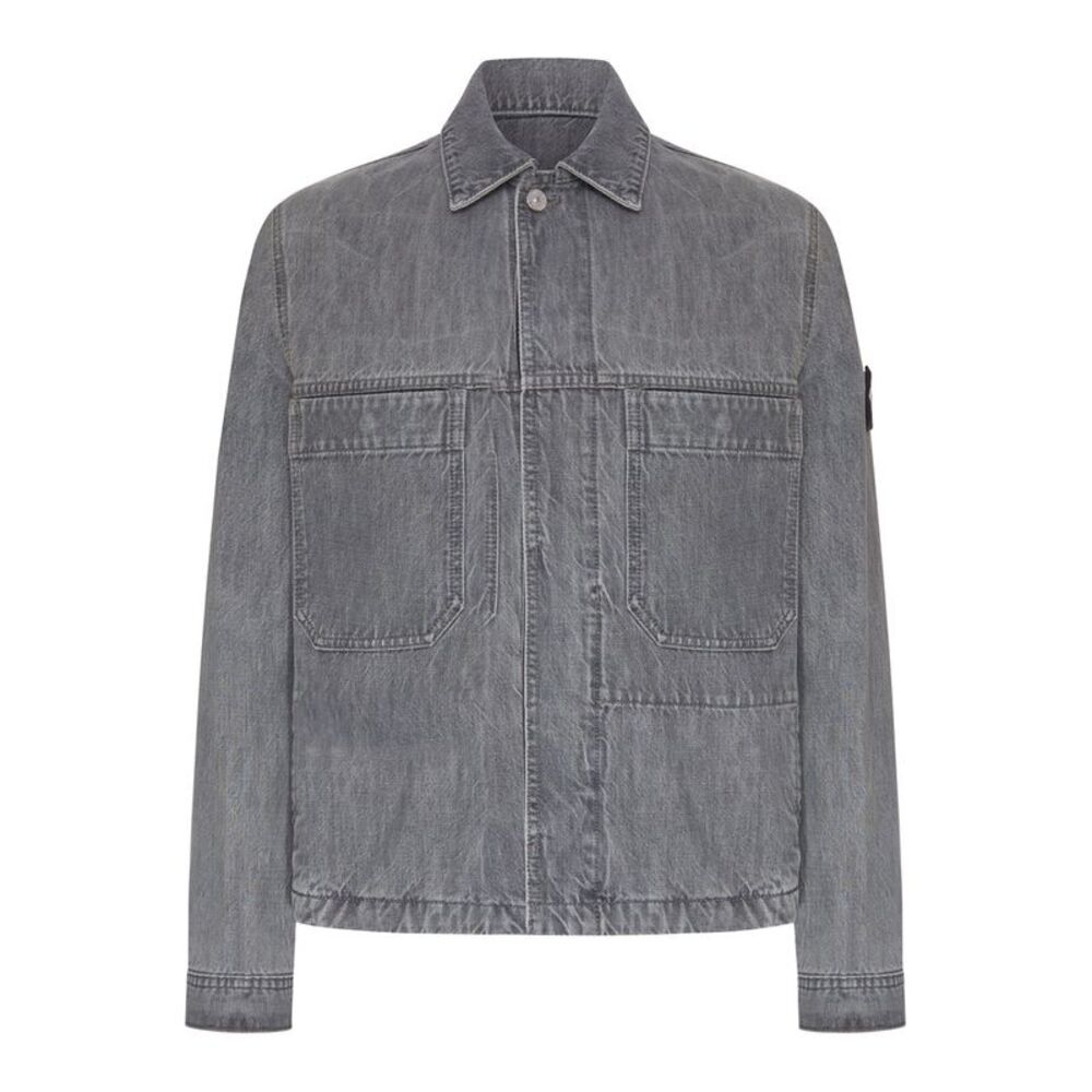Stone Island Men Grey Denim Overshirt